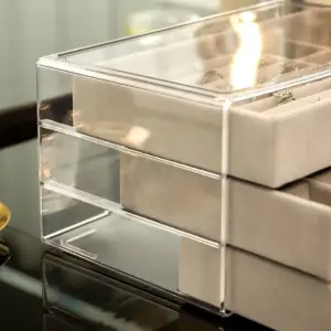 Porta Jóia Cristal de 23x13x20cm com 3 Andares - Organiz - Imagem 5