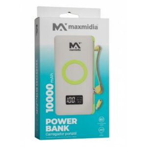 Power Bank / Carregador Portátil de 10000mAh com Mostrador Digital MAX-PB17 - Maxmidia