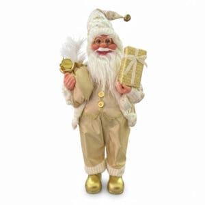 Enfeite Papai Noel Dourado de 62cm com Saco de Presente e Guizo - Magizi by Tuut