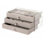 Porta Jóia Cristal de 23x13x20cm com 3 Andares - Organiz