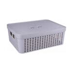 Cesto Organizador Telado Cinza com Tampa - LP Hause