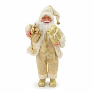 Enfeite Papai Noel Dourado de 46cm com Saco de Presentes - Magizi by Tuut