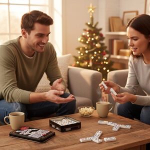 Jogo de Dominó com 28 Peças em Plástico com Case de Metal Double Color Dot - Imagem 2