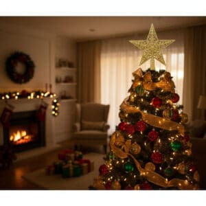 Enfeite para Ponta de Arvore de Natal Estrela com Glitter de 20cm - Wincy - Imagem 2