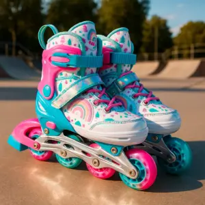 Roller / Patins Inline Colorido com Led's nas Rodas Tamanho 34 - 37 - Unitoys - Imagem 3