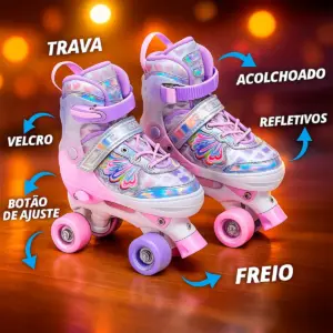 Patins Quad Borboleta Tamanho 30-33 com Acessórios de Segurança - Unitoys - Imagem 4