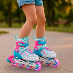 Roller / Patins Inline Colorido com Led's nas Rodas Tamanho 34 - 37 - Unitoys - Imagem 2