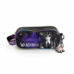 Estojo Duplo Wandinha com Chaveiro da Mãozinha - MGM Wednesday