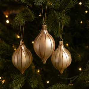Pendente / Bola de Natal Gota com Glitter 3 Unidades de 6x10cm - Master Christmas Premium - Imagem 2
