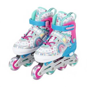 Roller / Patins Inline Colorido com Led's nas Rodas Tamanho 34 - 37 - Unitoys