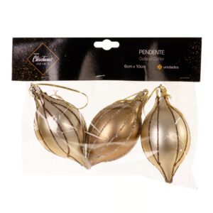 Pendente / Bola de Natal Gota com Glitter 3 Unidades de 6x10cm - Master Christmas Premium - Imagem 3