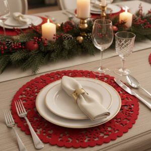 Lugar Americano de Feltro Redondo Estilo Natalino de 35cm - Wincy - Imagem 2