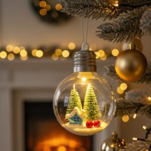 Enfeite Bola Aberta de Natal de 8cm iluminada com LED Snow Temas - Wincy - Imagem 2