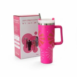 Copo Térmico em Inox de 1200ML com estampas Texturizadas e Canudo de Inox - Barbie - Imagem 9