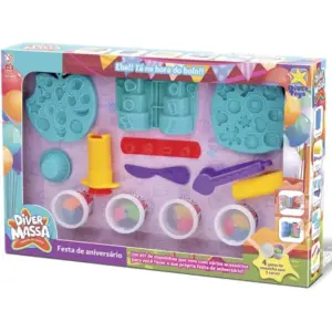 Brinquedo Massa de Modelar Festa de Aniversário com Acessórios - DiverToys