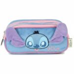Estojo Pelúcida Stitch com 3 Divisórias Azul LUXCELL – Disney