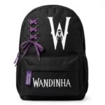 Mochila Feminina com 2 Bolsos 17" Preta Wandinha - MGM
