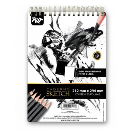 Caderno de Desenho com 50 Folhas off-set de 150g/m² Sketch 212x294mm - DAC ART