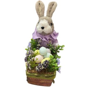 Decoração de Páscoa Coelha com Carrinho Decorado e Ovinhos de 30x35x15cm - Fertin - Imagem 5