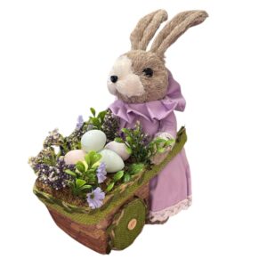 Decoração de Páscoa Coelha com Carrinho Decorado e Ovinhos de 30x35x15cm - Fertin