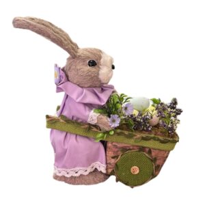 Decoração de Páscoa Coelha com Carrinho Decorado e Ovinhos de 30x35x15cm - Fertin - Imagem 4