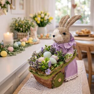 Decoração de Páscoa Coelha com Carrinho Decorado e Ovinhos de 30x35x15cm - Fertin - Imagem 2