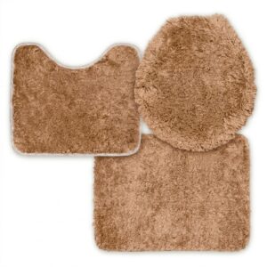 Jogo de Tapete para Banheiro com 3 Peças em Poliéster - L&T Utilidades