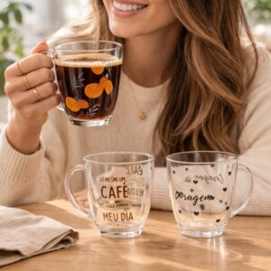 Caneca de Vidro Frases Transparente 340Ml - Imagem 2